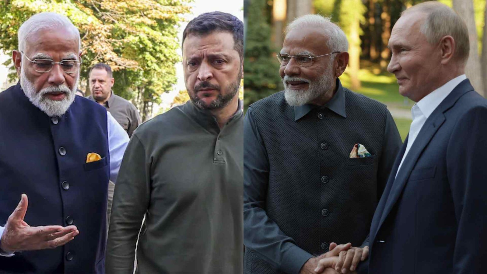 PM Modi with Putin and Zelensky