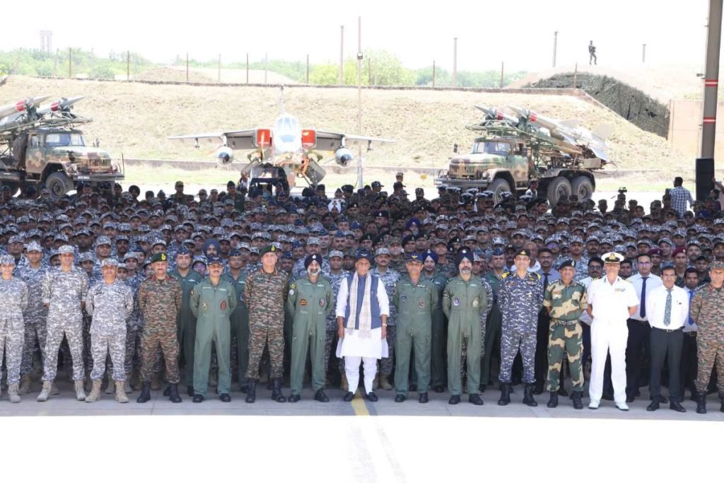 raksha mantri at bhuj air force state, declares counter terrorism as part of national defence doctrine